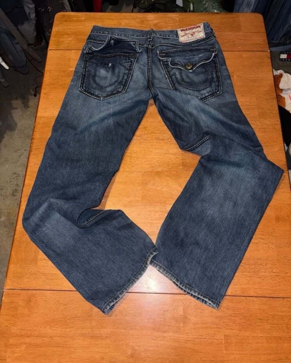Vintage True Religion Ricky Giant Big T Mid Rise Made in USA 34 straight boot